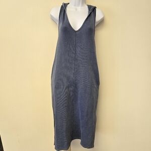 Avocado Sleeveless Criss Cross Back Hoodie Athleisure Dress Denim Blue XS